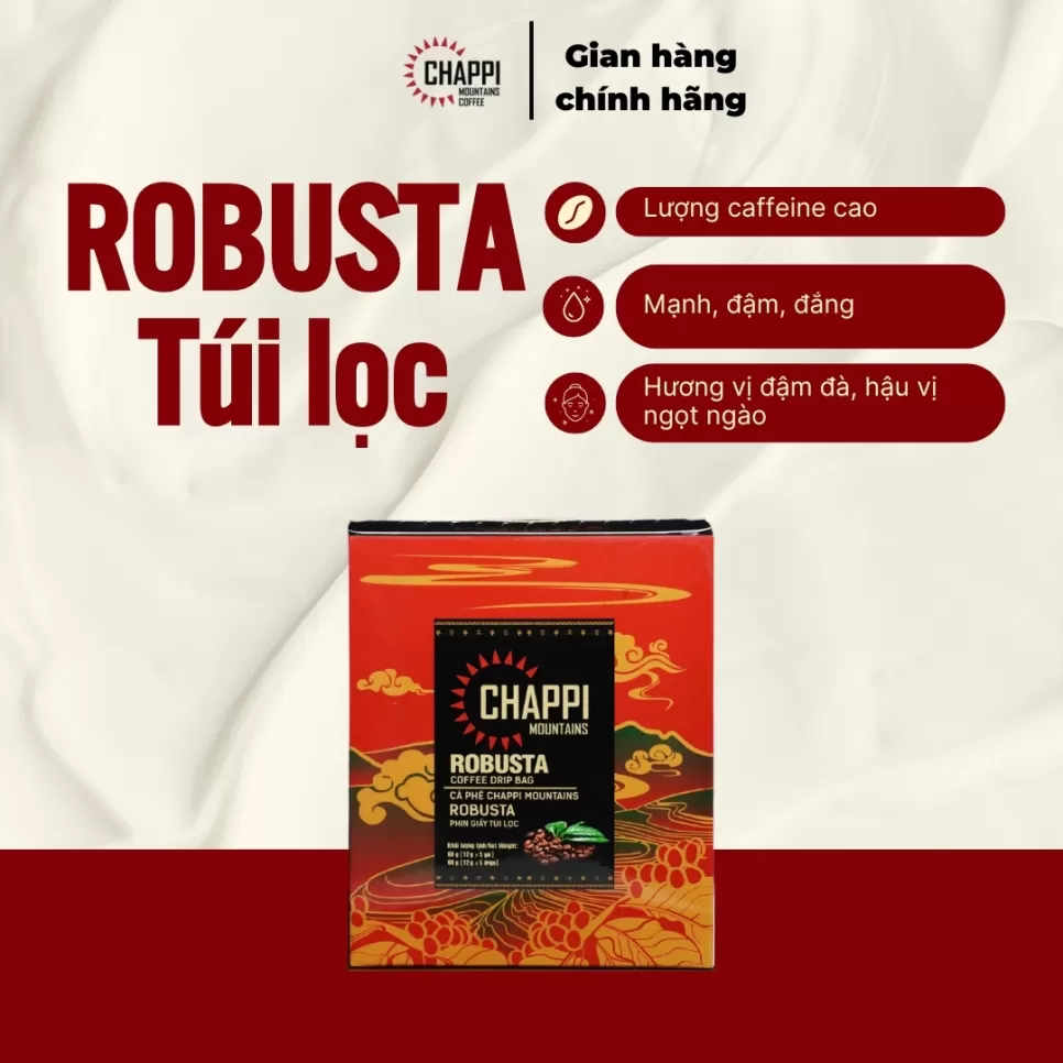 Cà Phê ROBUSTA PHIN GIẤY ĐẬM VỊ TRUYỀN THỐNG (đậm đà, đắng mạnh, hợp với gu cà phê người Việt, tiện lợi pha không cần phin)